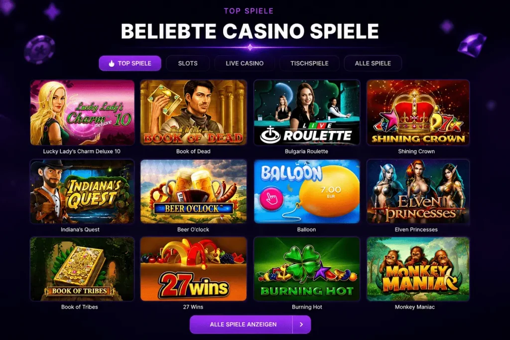 TiltWin-Spielbereich mit Spielautomaten